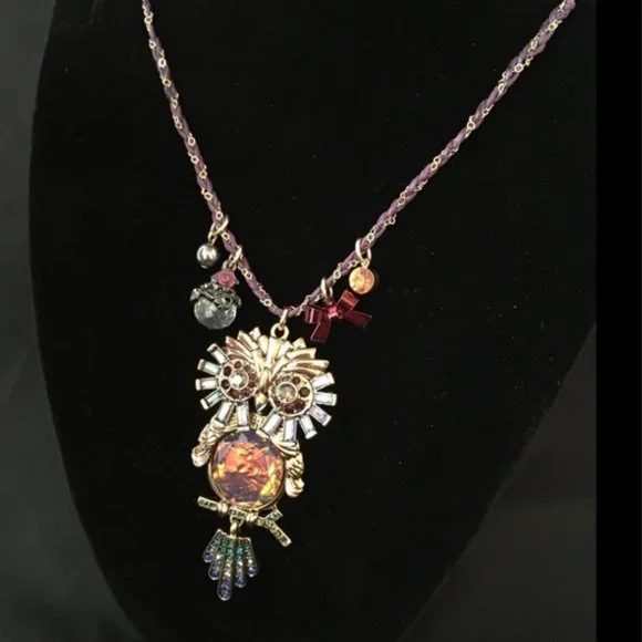 Betsey Johnson SURREAL FOREST OWL NECKLACE - Picture 5 of 5